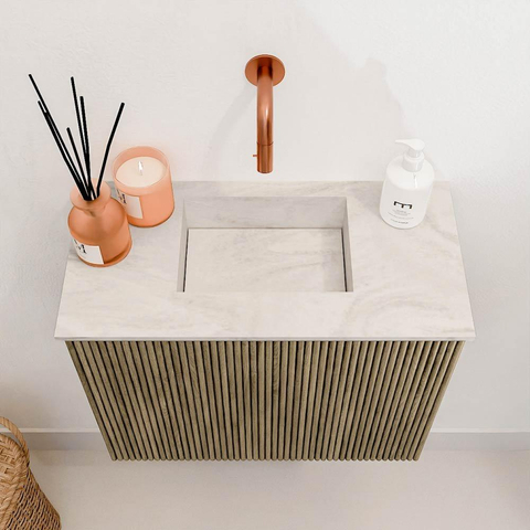 Mondiaz JOYA-DLUX 50cm toiletmeubel - kleur Dusk - Wastafel FAYE positie Midden Zonder kraangat kleur Ostra. SW1423382