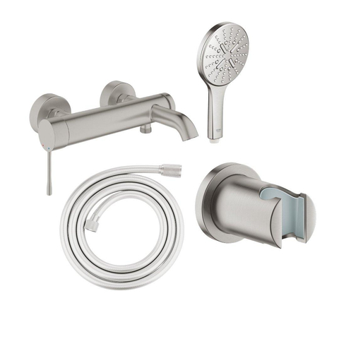 Grohe Essence Badset - badkraan - handdouche - handdouchehouder - doucheslang - brushed hard graphite (antraciet) SW1574568