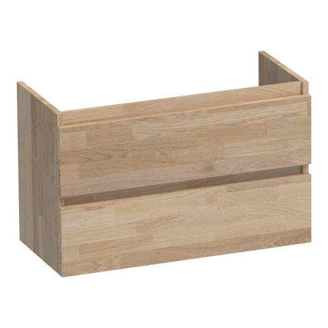 BRAUER Joy meuble sous-lavabo peu profond - 80x39x50cm - 2 tiroirs softclose - sans poignées - 1 découpe pour siphon - chêne massif - chêne abouté gris SW393154