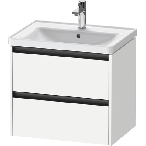 Duravit Ketho.2 Wastafelonderbouwkast - met 2 laden - 63.4x45.5x54.9cm - met grepen antraciet - wit mat SW772304