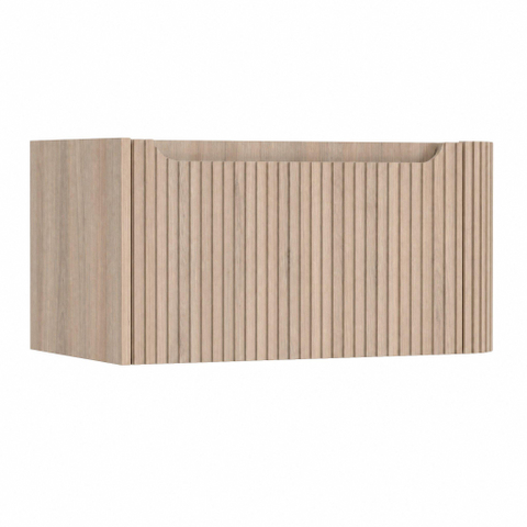 H&R Badmeubelen Juice Wastafelonderkast - 80x45x40cm - rechterhoek afgerond - 3D-front - 1 lade - geïntegreerde greep - rockford oak SW1259561
