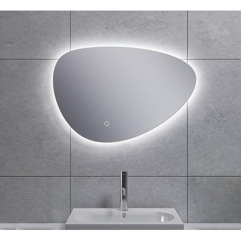 Wiesbaden Uovo Spiegel asymetrisch - 60cm - met spiegelverwarming - met LED verlichting rondom dimbaar SW484781