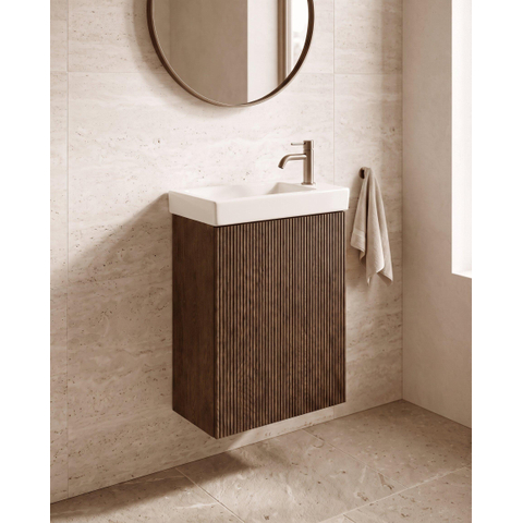 Saniclass Holz Atelier fonteinkast - 39.4x21.5x55cm - 1 deur - Eiken charcoal SW1420820