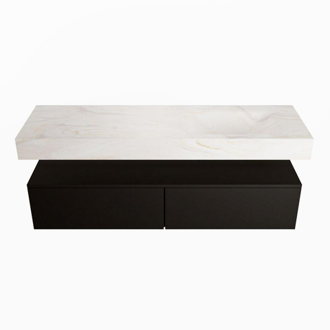 Mondiaz ALAN-DLUX Ensemble de meuble - 150cm - meuble Urban mat - 2 tiroirs - Lavabo Cloud Ostra suspendu - vasque Droite - 1 trou de robinet SW809217
