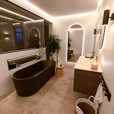 Mondiaz CIRO-DLUX Ensemble de meubles de salle de bains - 120x45x50cm - Plan-vasque solid surface Ostra - 1 vasque à droite - 1 trou de robinet - 2 tiroirs - Dusk SW1532916
