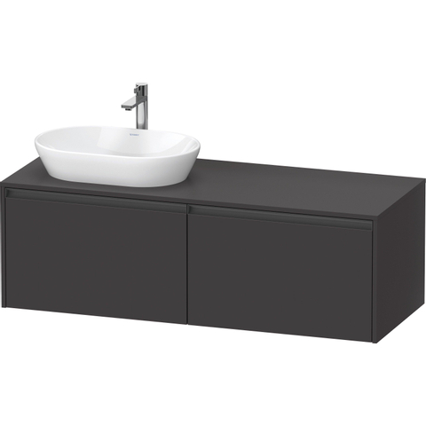 Duravit Ketho.2 Wastafelonderbouwkast - inclusief consoleplaat - met 2 laden - voor waskom links - 140x55x45.9cm - met handgrepen antraciet - grafiet supermat SW772953