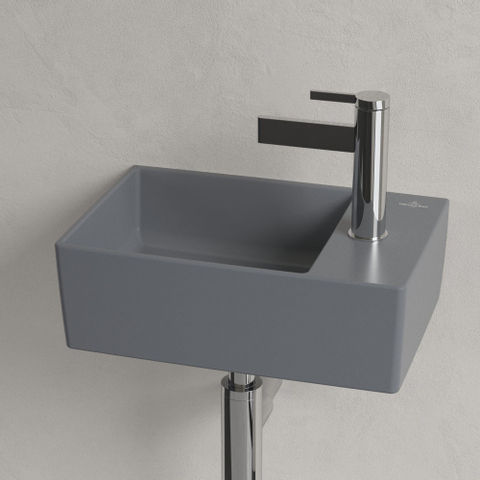 Villeroy & Boch memento 2.0 fontein - 40x26cm - 1 kraangat - zonder overloop CeramicPlus - Graphite (mat grijs) SW354340
