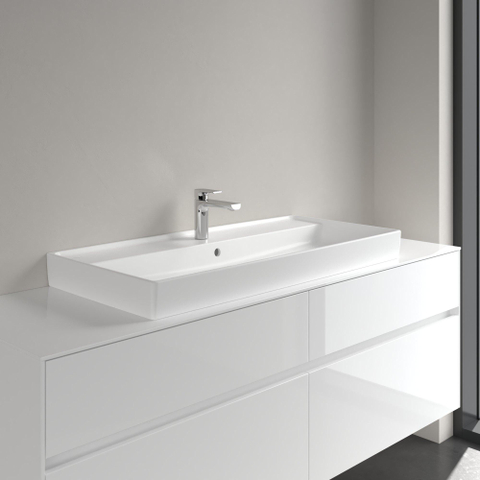Villeroy & Boch Collaro meubelwastafel - 100x47cm - met overloop - 1 kraangat CeramicPlus - Stone White (mat wit) SW358325