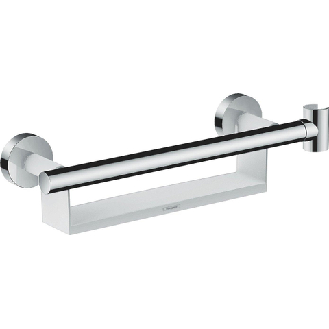 Hansgrohe Unica - badgreep comfort - met tablet en douchehouder - L = - 300 mm - wit/chroom - hoogglans chroom SW66574