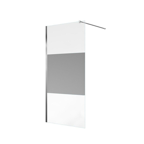 Van Marcke Douche à l'italienne 80x200cm verre de sécurité bande satinée anti-calcaire chrome SW238192