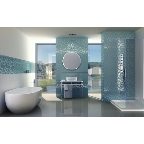 La mosaïque Mosaic Factory Valencia - 27,6x32,9cm - carrelage mural - Hexagone - Verre recyclé Turquoise mat/brillant SW382569