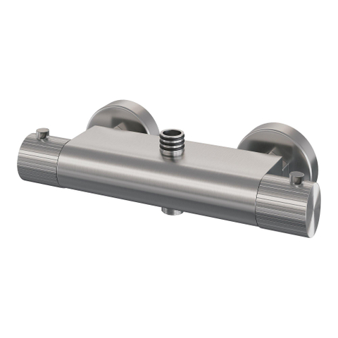 BRAUER Stripe Douche de pluie thermostatique apparente - SET 02 - pomme de douche 25cm - douchette 3 jets - flexible de douche - couleur inox brossé PVD SW1435048