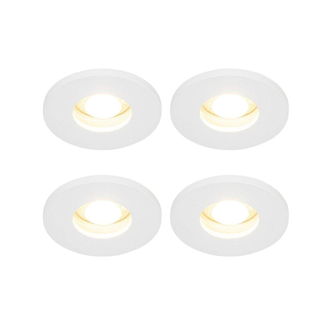 QAZQA Shed Inbouwspot - set van 4 - 8.5x8.5cm - IP54 - rond - mat wit SW1210155