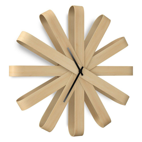 Horloge murale Umbra Ribbonwood 51x51x10cm en bois d'Aspen naturel SW539254