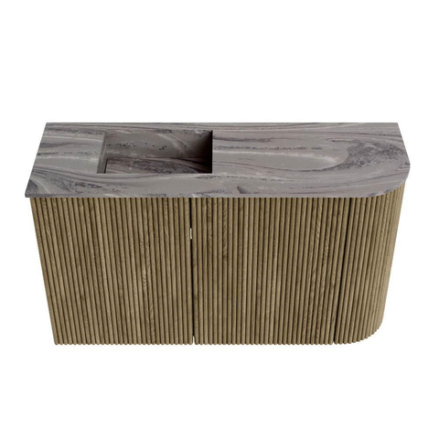 Mondiaz JOYA-DLUX Meuble de toilette 71,6cm - arrondi droit couleur Dusk - Vasque FAYE position Gauche 1 trou de robinet couleur Sombra. SW1426159