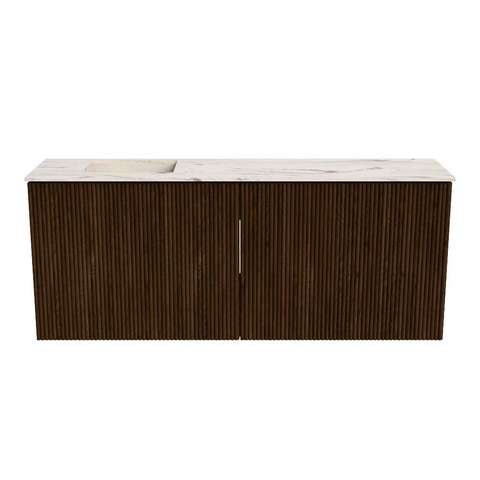 Mondiaz JOYA-DLUX 100cm toiletmeubel - kleur Walnut - Wastafel FAYE positie Links 1 kraangat kleur Nata. SW1424506