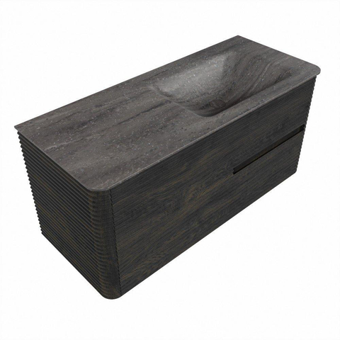 Mondiaz CIRO-DLUX Meuble de salle de bains - 110x45x50cm - Vasque solid surface Oza - 1 cuve à droite - 1 trou de robinet - 2 tiroirs - Shadow SW1532628