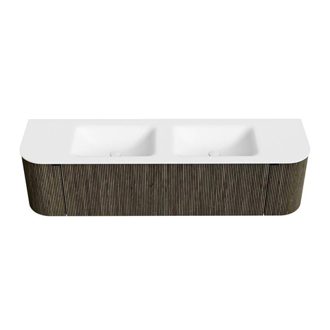 Mondiaz KURVE Ensemble de meubles de salle de bains - 170x46x40cm - 1 tiroir - 2 portes - vasque solid surface - double - sans trou de robinet - Shadow SW1414134