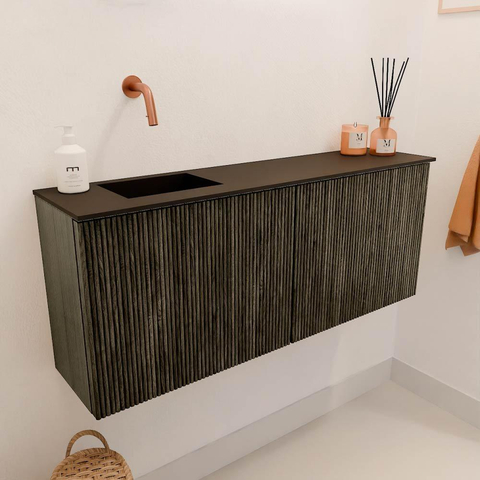 Mondiaz JOYA 100cm meuble de toilette - couleur Shadow - Vasque FAYE position Gauche Sans trou de robinet couleur Urban SW1421503