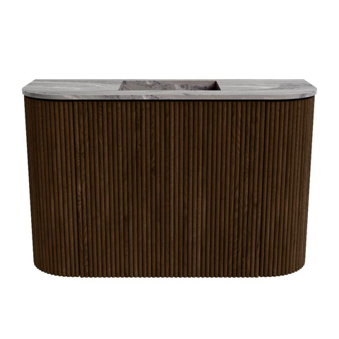 Mondiaz JOYA-DLUX 63.2cm toiletmeubel - ronding links en rechts kleur Walnut - Wastafel FAYE positie Midden Zonder kraangat kleur Sombra. SW1424771