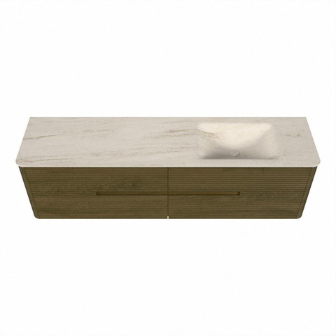Mondiaz CIRO-DLUX Meuble de salle de bains - 180x45x50cm - Plan vasque Solid surface Meli - 1 lavabo à droite - 1 trou de robinet - 4 tiroirs - Dusk SW1533185