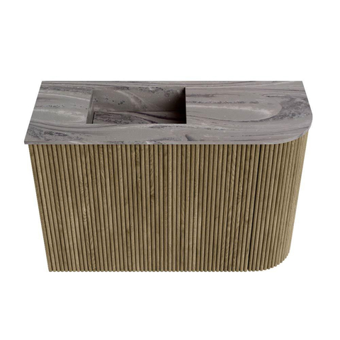 Mondiaz JOYA-DLUX Meuble de salle de bains - 61,6cm - arrondi droit couleur Dusk - Vasque FAYE position Gauche 1 trou de robinet couleur Sombra. SW1426155