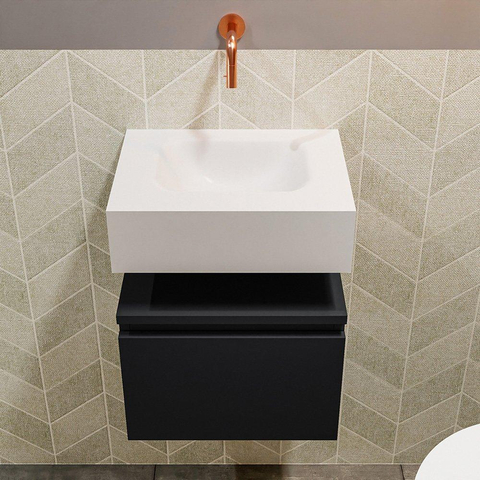 MONDIAZ ANDOR Toiletmeubel 40x30x30cm met 0 kraangaten 1 lades urban mat Wastafel Lex midden Solid Surface Wit SW473918