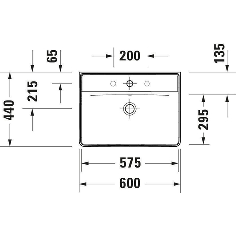 Duravit D-neo Wastafel - met kraangat - met overloop - 60x44x16.5cm - met wondergliss - wit SW640440