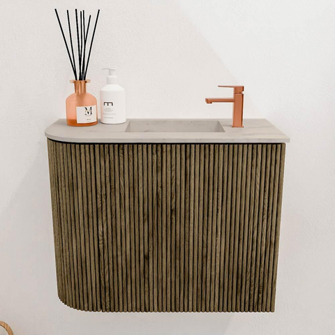 Mondiaz JOYA-DLUX 51.6cm toiletmeubel - ronding links kleur Dusk - Wastafel FAYE positie Rechts 1 kraangat kleur Opalo. SW1423342