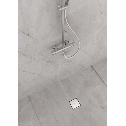 Hansgrohe RainDrain Brilliance Puntafvoer - 10x10cm - achterzijde betegelbaar - brushed stainless steel SW1590328