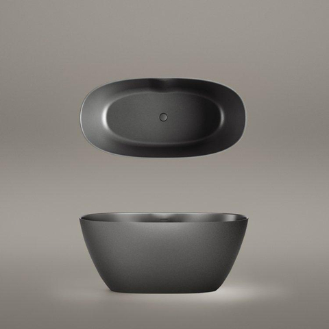 Zeza Element Baignoire îlot - 145x71x60cm - solid surface - gris foncé SW1208798
