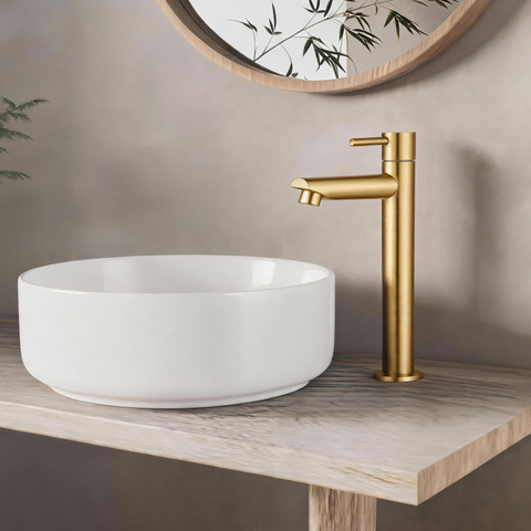 Fortifura Calvi Fonteinkraan - 23cm - verhoogd - opbouw - geborsteld messing SW1476847