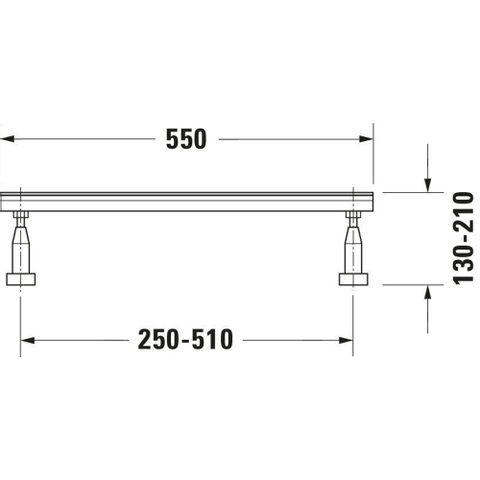 Duravit Diverspotenset - voor bad- en douchebakken per - 2 stuksgroter dan - 100cm in hoogte verstelbaar - 12 - glans grijs (zilver) 0313475