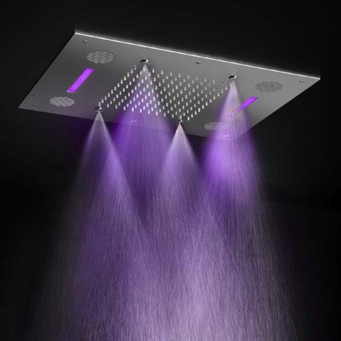 Hotbath Mate Inbouw - hoofddouche 48x63cm rechthoek - met spray LED verlichting - geborsteld nikkel (RVS) SW74123