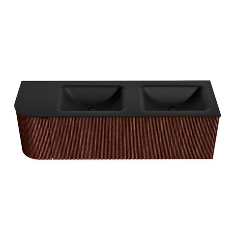Mondiaz KURVE Badkamermeubelset - 145x46x40cm - 1 lade - 1 deur - wastafel solid surface - dubbel / rechts - 2 kraangaten - Ruby SW1415368