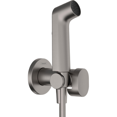 Hansgrohe Bidet - handdouche - 1jet - ecosmart - voor warm water - met douchehouder en doucheslang - 125 cm - geborsteld zwart chroom SW1172924