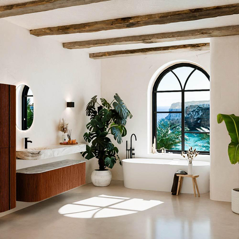 MONDIAZ THOR-DLUX 160cm meuble de salle de bains arrondi gauche + droite couleur Ruby avec 1 tiroir et 2 portes. Vasque suspendue CLOUD Gauche 1 trou de robinet couleur Glace. SW1465201