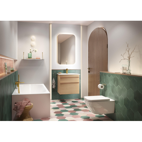 Villeroy & Boch venticello wastafel - met 1 kraangat - 65x50cm (geschikt - voor 3 kraangaten) - met overloop CeramicPlus - White Alpine (glans wit) 1025145