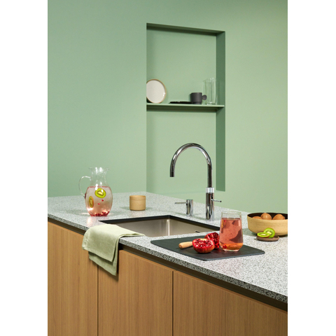 Quooker Fusion Round robinet d'eau bouillante - bec pivotant - réservoir Combi - Eau chaude / bouillante - Chrome SW99175