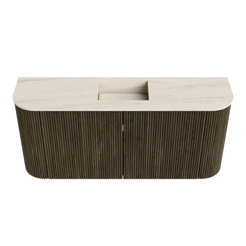 Mondiaz JOYA-DLUX Meuble de salle de bains 93,2cm - arrondi gauche et droite couleur Shadow - Vasque FAYE position Milieu 1 trou de robinet couleur Meli SW1424932