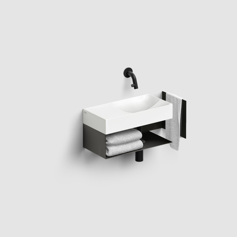 Clou Vale lavabos céramique lave-mains 38x19x7cm sans trou de robinet à gauche Blanc mat SW451451