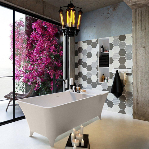 MONDIAZ LUNDY baignoire autoportante - 170x75cm - mat linen / talc (beige / blanc) SW491604