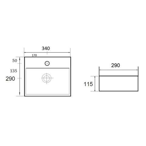 Best Design Class pack lave-mains – 34 x 29 x 12 cm – céramique blanche – perçage central – robinet chromé SW4042