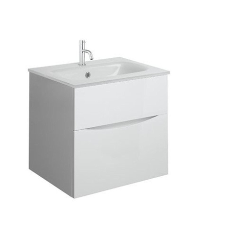 Crosswater Glide II Badmeubelset - 50x45x52cm - 2 lades - greeploos - wastafel - kraangat -glans - glans wit (grijs) SW877005