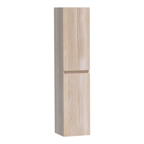 BRAUER Joy Armoire de salle de bains - 160x35x35cm - 2 portes - sans poignées - ouverture à gauche ou à droite - chêne à lattes blanc SW392918