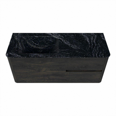 Mondiaz CIRO-DLUX Badkamermeubelset - 120x45x50cm - Solid surface wastafel Lava - 1 wasbak Links - zonder kraangaten - 2 lades - Shadow SW1532285