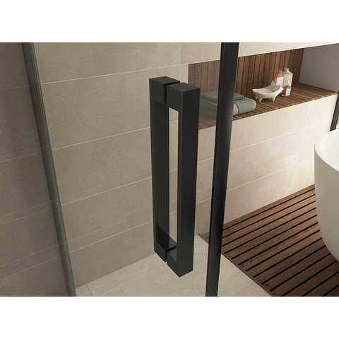 Wiesbaden Salone cabine avec 1 porte battante 1000 x 1000 x 2000 x 8 mm verre clair nano/noir mat SW545131