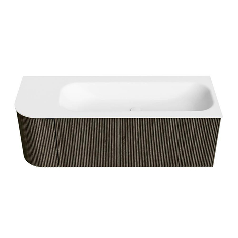 Mondiaz KURVE Badkamermeubelset - 125x46x40cm - 1 lade - 1 deur - wastafel solid surface - rechts - 1 kraangat - Shadow SW1414245