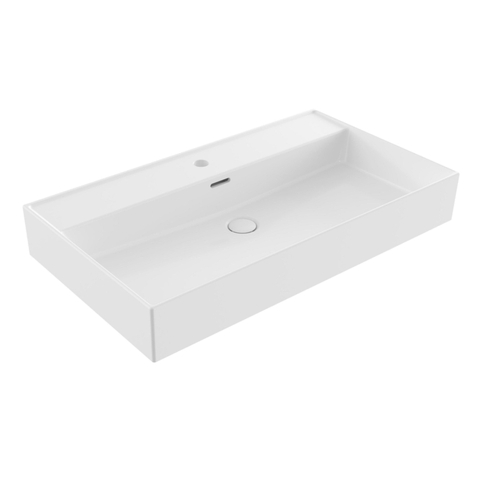 Saniclass Legend Meubelwastafel - 81x47x12cm - met overloop - 1 wasbak - 1 kraangat - keramiek - mat wit SW972090