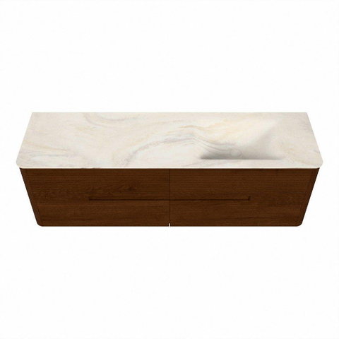 Mondiaz CIRO-DLUX Badkamermeubelset - 160x45x50cm - Solid surface wastafel Ostra - 1 wasbak Rechts - 1 kraangat - 4 lades - Ruby SW1531870